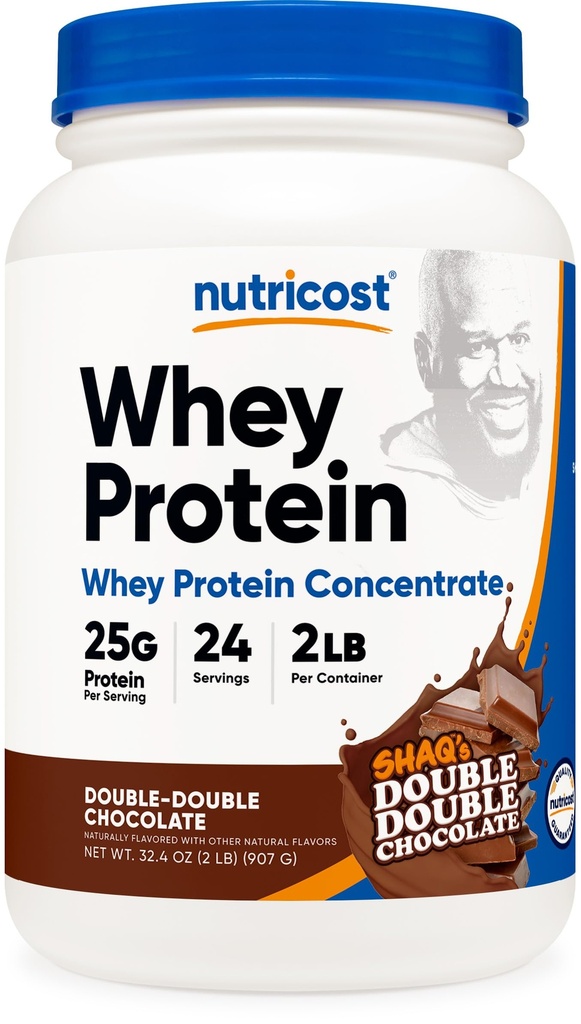 Nutricost Whey Protein Concentrate Powder (Shaq's Double Double Chocolate) 2LBS - 25g Protein, GMO-Free, Gluten-Free