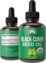 USDA Organic Black Seed Oil Liquid Drops Suplemento. Aceite de semilla de comino negro vegano para hombres y mujeres. Cero Azúcar, No Bitter. para Immune, Digestive + Soporte respiratorio. Alta Biodisponibilidad, Gluten Free