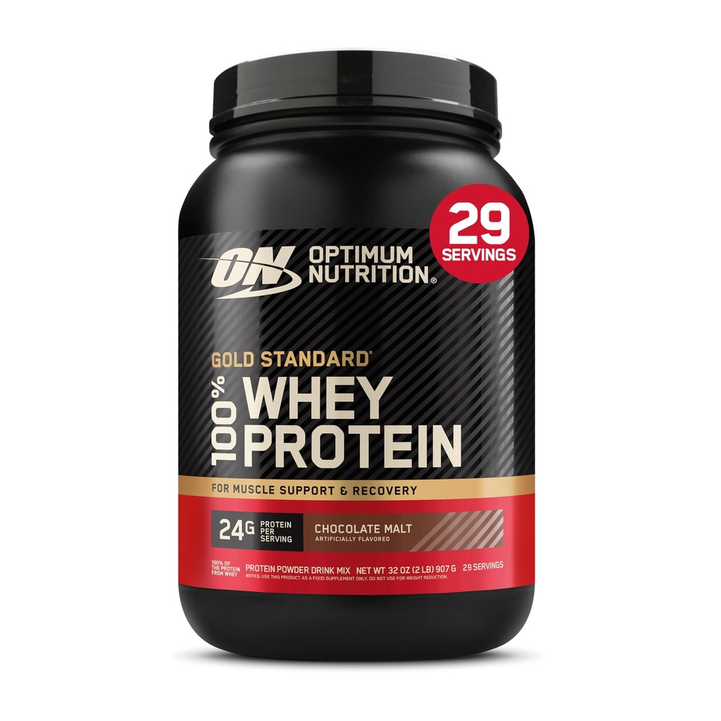 Optimum Nutrition Gold Standard 100% Whey Protein Powder, Chocolate Malt, 2 Pound (Packaging May Vary)