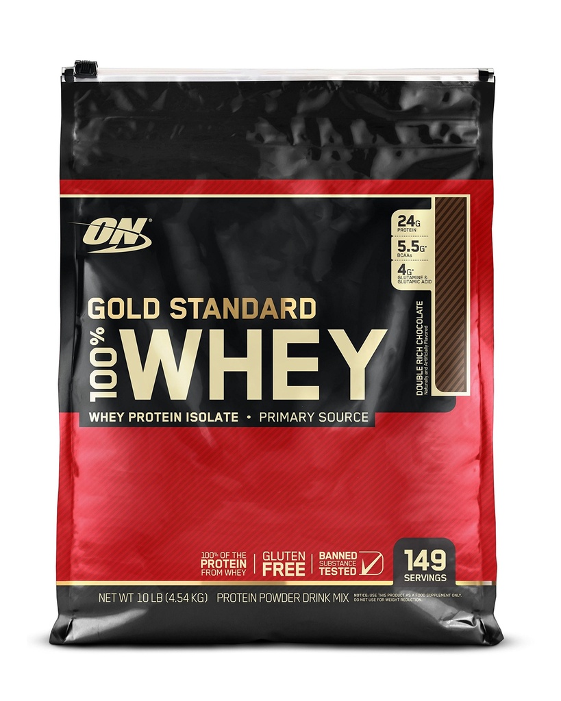 Optimum Nutrition Gold Standard 100% Whey Protein Powder, Double Rich Chocolate 10 Pound (Packaging May Vary)