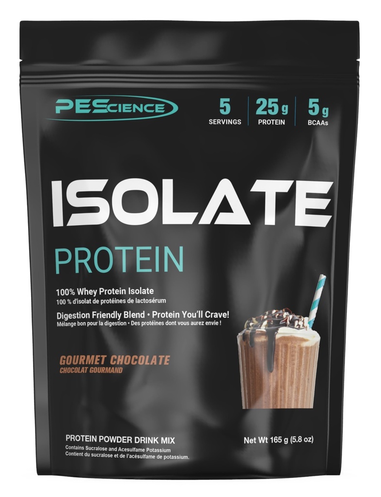 PEScience Isolate Whey Protein Powder, Gourmet Chocolate, 5 Servings, 100% Whey Protein Isolate, Low Carb, Fast Absorbing Post Workout Shake for Men and Women