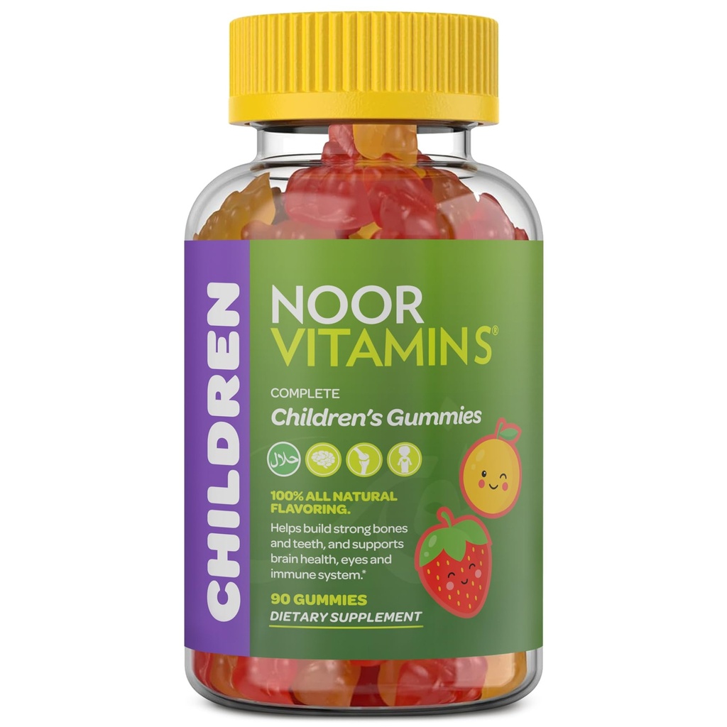 Vitaminas Halales, Vitaminas Infantiles, Gummies Multivitamínicas Infantiles Vitaminas Noor: Vitamina C para Niños, D3, y Zinc para Inmunidad, B6 B12 para Energía. No GMO, Gummies Halal - 90 Conteo de vitaminas Gummy para niños