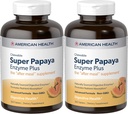 American Health Super Papaya Enzyme Plus Chewable Tablets, Natural Papaya Flavor - Promueve la Digestión " Absorción Nutriente, Contiene Papain " Otras Enzymes - 360 Cuenta - Pack de 2