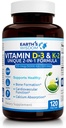 La Sabiduría de la Tierra Vitamina D3 5000 UI con Fórmula K2 (MK7). Muscle, Bone, Heart &amp; Immune Support. Absorción Superior. 120 cápsulas. Libre de Gluten, Dairy, Soy. Fabricado en Estados Unidos.