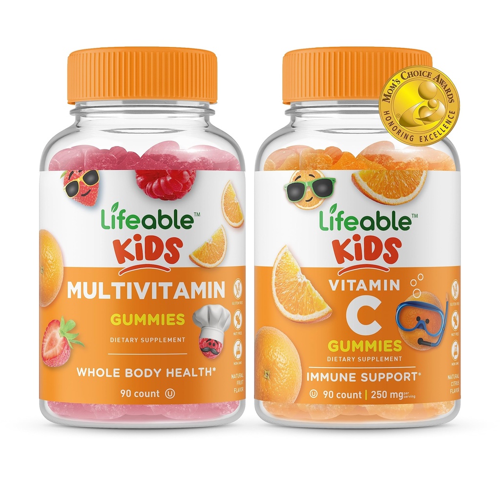 Lifeable Multivitamin Kids + Vitamin C Kids, Gummies Bundle - Great Tasting, Vitamin Supplement, Gluten Free, GMO Free, Chewable Gummy
