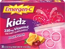 Emergen-C Kidz 250mg Niños Vitamina C Powder, Caffeine Gratis, Immune Support Drink Mix, Fruit Punch Flavor - 30 Conde/1 Month Supply