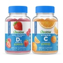 Lifeable Sugar Free Vitamin D 5000 IU + Vitamin C, Gummies Bundle - Great Tasting, Vitamin Supplement, Gluten Free, GMO Free, Chewable Gummy