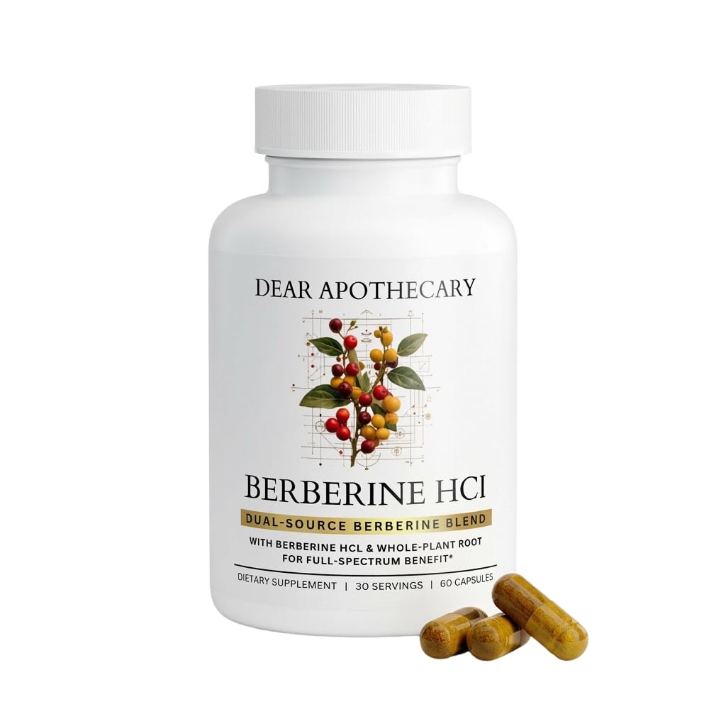 Berberine HCl 1200mg Supplement - Dual Source Bark & Root Extract - Berberis Aristata - USA Grown Botanical Extract - Vegan Non-GMO Gluten-Free Capsules - 60 Count