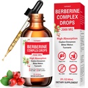 Liposomal Berberine HCL Supplement Liquid Drops 1500mg, Berberin with Ceylon Cinnamon, Bitter Melon, Turmeric, Glucomannan, Moringa, Berberine Phytosome for Digestion System, Immune Health Support