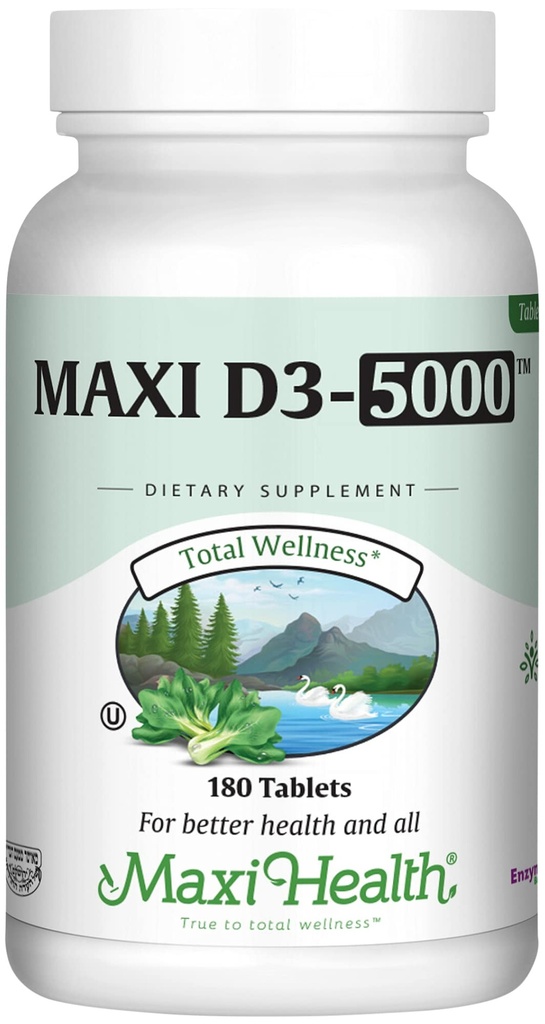 Vitamin D3 5000 IU (125 mcg) - High Dose Vitamin D 5000 IU for Healthy Bones, Teeth, Immune Support - Kosher Non GMO - High Potency Vit D3 - Pure Vitamin D Supplements for Women and Men - 180 Tablets