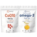 Micro Ingredients Omega-3 Fish Oil 4,200mg & CoQ10 100mg Softgels Bundle 2 Pack | Wild-Caught Fish, Burpless, Lemon Flavor | High Absorption Ubiquinone with Coconut MCT Oil