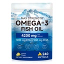 AIQIUSHA Omega 3 Fish Oil Supplements 4200mg – Triple Strength EPA DHA (1200/900), No Fishy Burps, Enteric Coated, Supports Heart, Brain, Joint Health, 240 Softgels