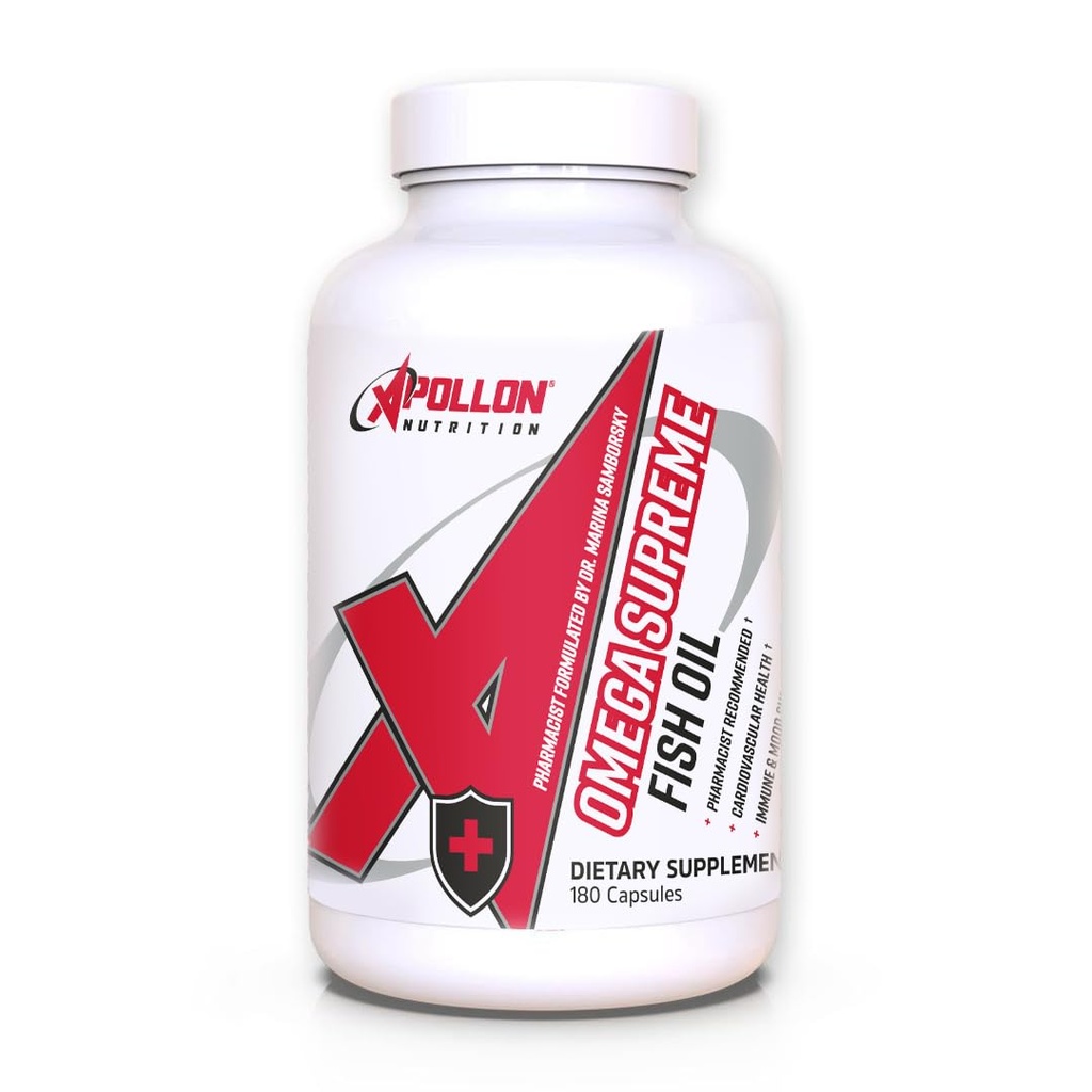 Apollon Nutrition Omega Supreme 60 Servings – Ultra-Pure Omega 3 Fish Oil Softgels | EPA, DHA, DPA | Daily Wellness & Heart Health Formula