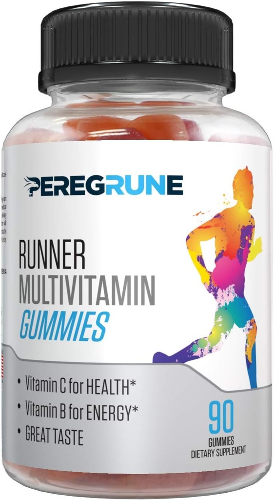 Runner Multivitamin Gummies - Vitamina diaria para correr con vitaminas A, C, D, E y B Complejo – 50% menos azúcar – Antioxidantes, recuperación, resistencia y energía Gummy – Certified Running Sup
