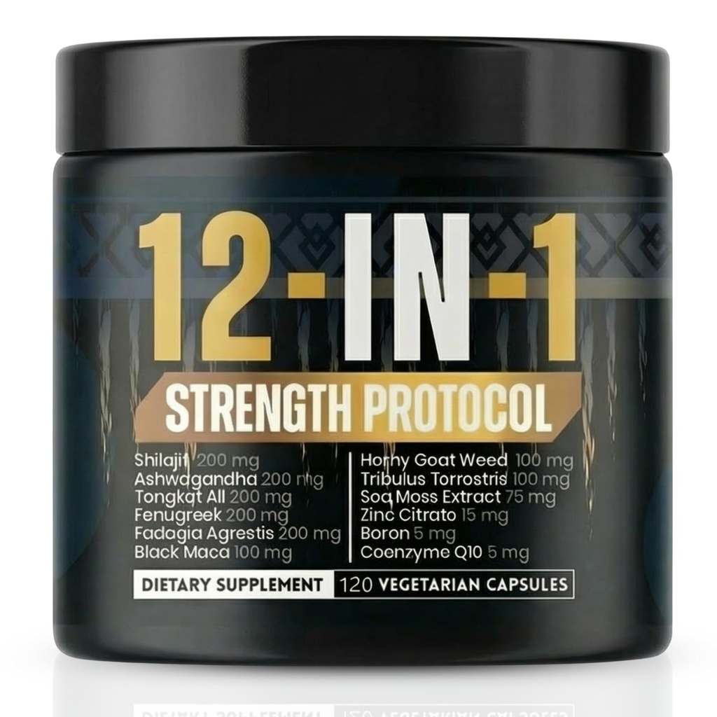 Body C.E.O. 12-in-1 Strength Protocol | Testosterone Booster for Men with Shilajit | Alpha Boost with Ashwagandha, Tongkat Ali, Zinc & Botanicals | Supports Energy, Strength & Vitality | 120 Capsules