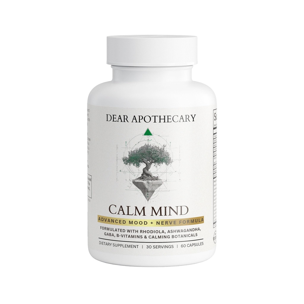 Calm Mind Stress Support Supplement with Ashwagandha, GABA, L-Theanine, 5-HTP, Rhodiola, B-Vitamins, Magnesium - 24 Ingredients - 60 Capsules