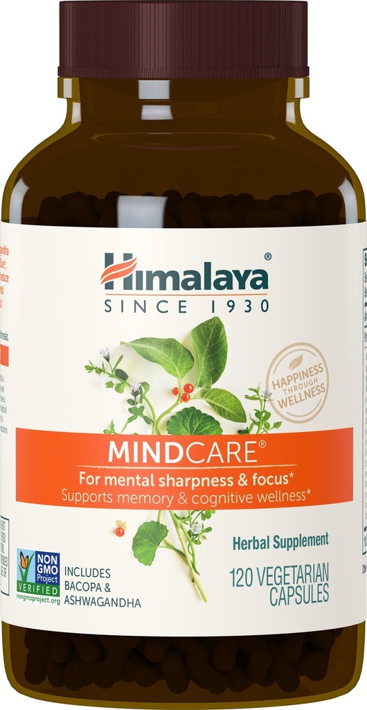 Himalaya MindCare, Nootropic Brain Supplement Booster for Mental Sharpness, Focus, Memory, and Cognitive Wellness, 1170 mg, 120 Capsules, 1 Month Supply