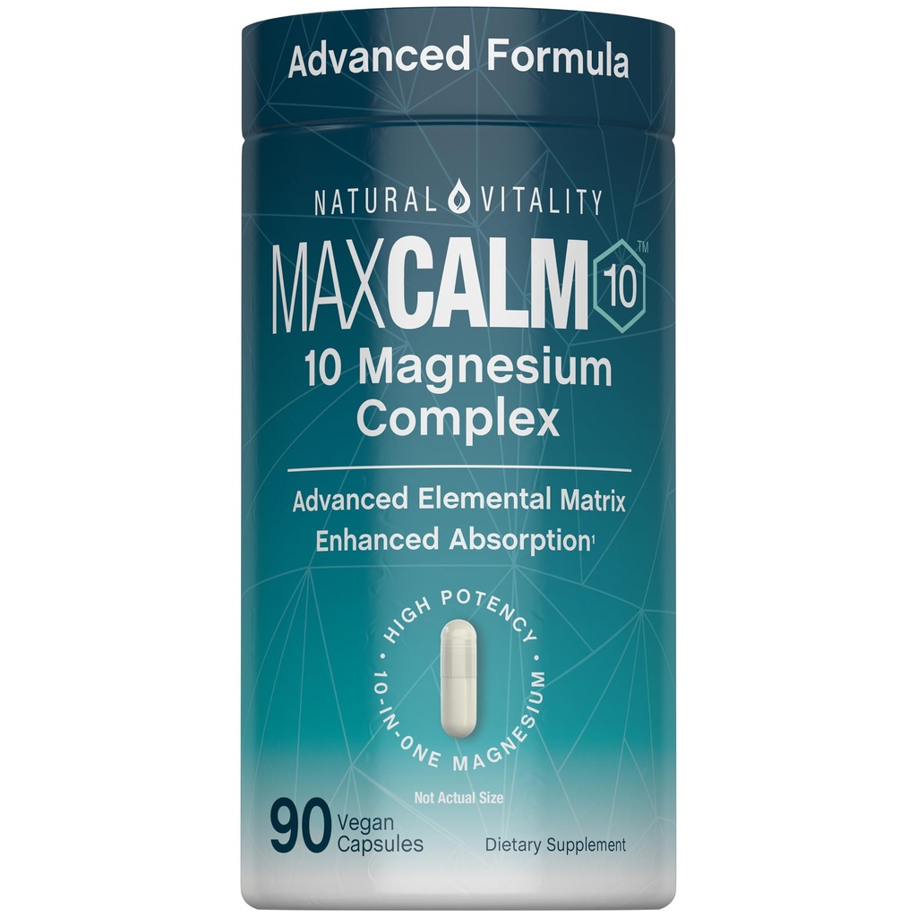 Natural Vitality MaxCalm Magnesium Complex Capsules | Advanced Formula & Enhanced Absorption | Gluten Free & Vegan Supplement | 90 Count
