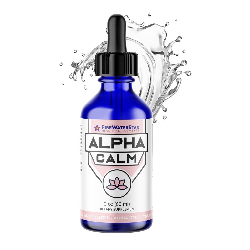 FWS Alpha Calm Liquid Drops - L Theanine, Alpha GPC - Cool Calm Vibes with no Jitters - Supports Calm Mood, Focus, Memory, Stress Relief, Productivity - Organic, non-GMO - 30 Servings