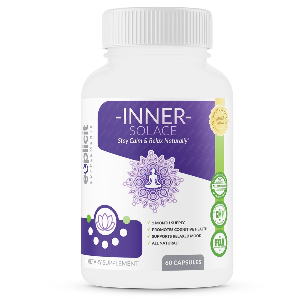 Inner Solace - Stay Calm & Relax Naturally – Mental Focus - US Made - 60 Capsules