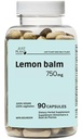 Organic Lemon Balm Capsules, 750 mg, 90 Vegan Capsules, Calming Herbal Support for Stress Relief, Calm Mood & Focus, Gluten-Free, GMP Certified Made in USA