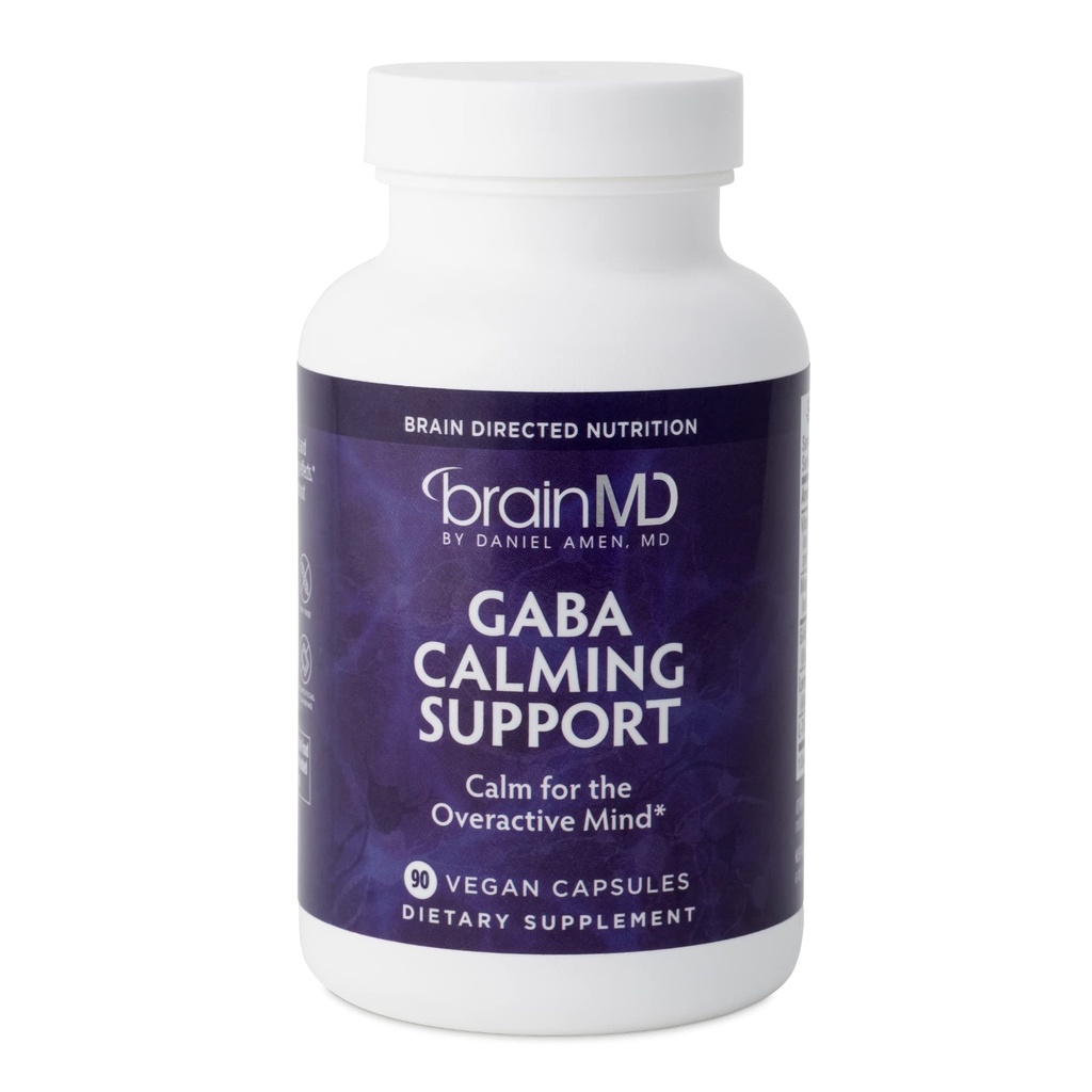 BRAINMD Dr Amen GABA Calming Support - 90 Capsules - Promotes Relaxation - Contains Magnesium, Vitamin B6 & Lemon Balm - 90 Servings