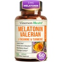 Melatonin 3mg Sleep Aid with L-Theanine & Valerian Root – Turmeric Curcumin Supplement with Ginger & Black Pepper – Organic Turmeric Supplement for Sleep, Calm and Stress Relief Support – 120 Capsules