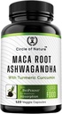 Maca Root, Ashwagandha Root Extract, Capsules for Men &amp; Women with Turmeric Curcumin and Bioperine 120 Capsules Made in USA