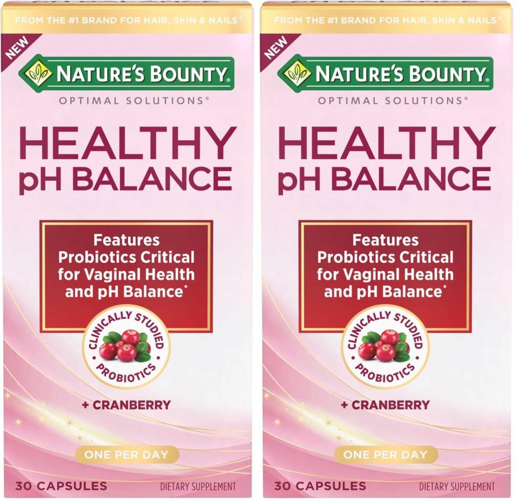 Probióticos de recompensa de la naturaleza para las mujeres, Probióticos vaginales para el equilibrio de pH saludable, 2 millones de CFU, Strains clínicamente estudiados, Píldoras de equilibrio de pH, 30 cápsulas vegetarianas (Pack de 2)