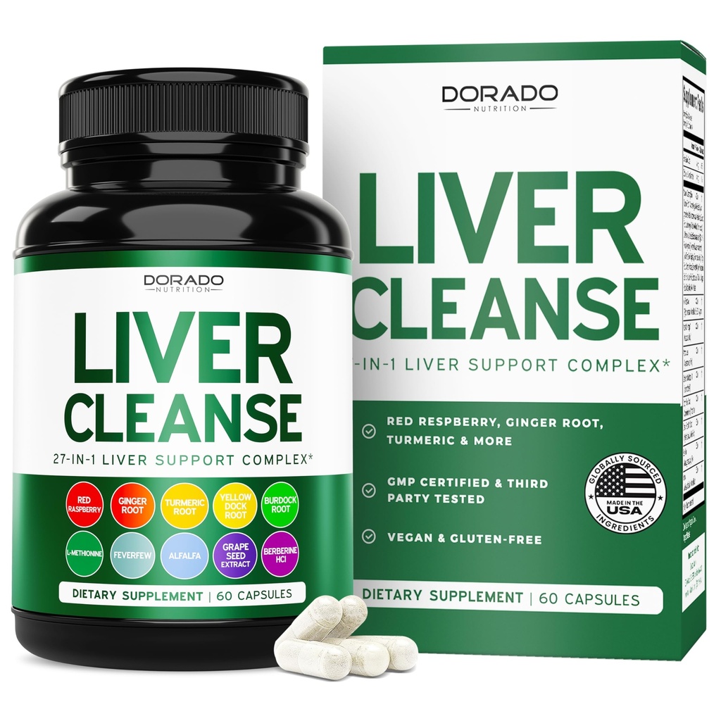 Liver Cleanse Detox & Repair (27 in 1 Formula - Milk Thistle, Dandelion Root, Turmeric, Artichoke Extract & More) - Detox Cleanse Supplement, Liver Support for Adults, Vegan - 60 Capsules