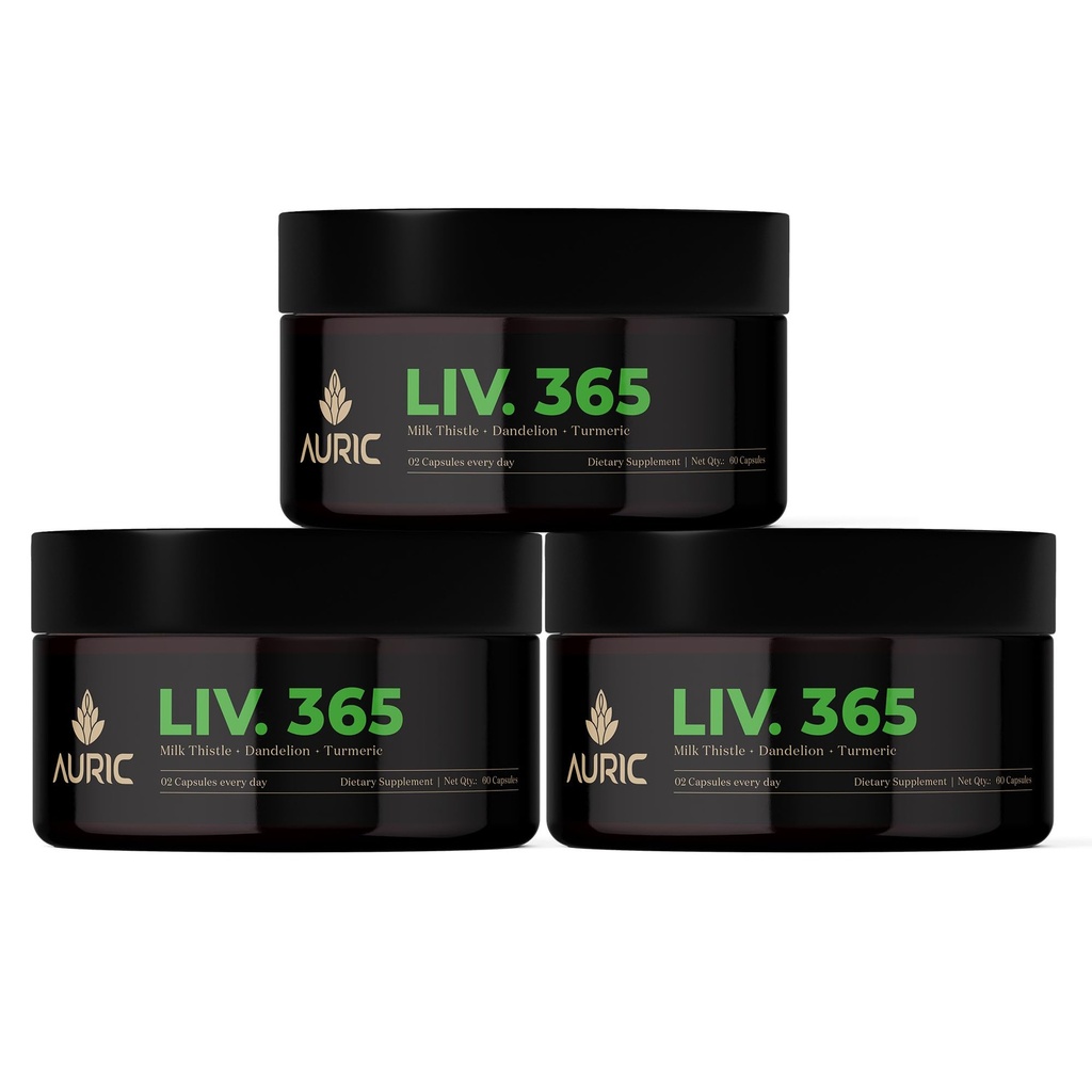 Auric Herbal Liver Support Supplement | Milk Thistle (Silymarin), Turmeric, Garlic, Ginger for Liver Health | Advanced Detox & Cleansing Formula for Active Liver | 180 Capsules