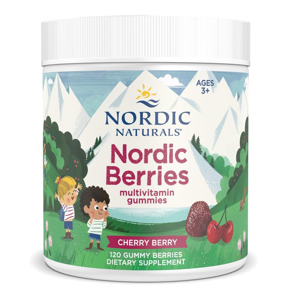Nordic Naturals Nordic Berries, Cherry Berry - 120 Gummy Berries - Great-Tasting Multivitamin for Ages 2+ - Growth, Development, Optimal Wellness - Non-GMO, Vegetarian - 30 Servings