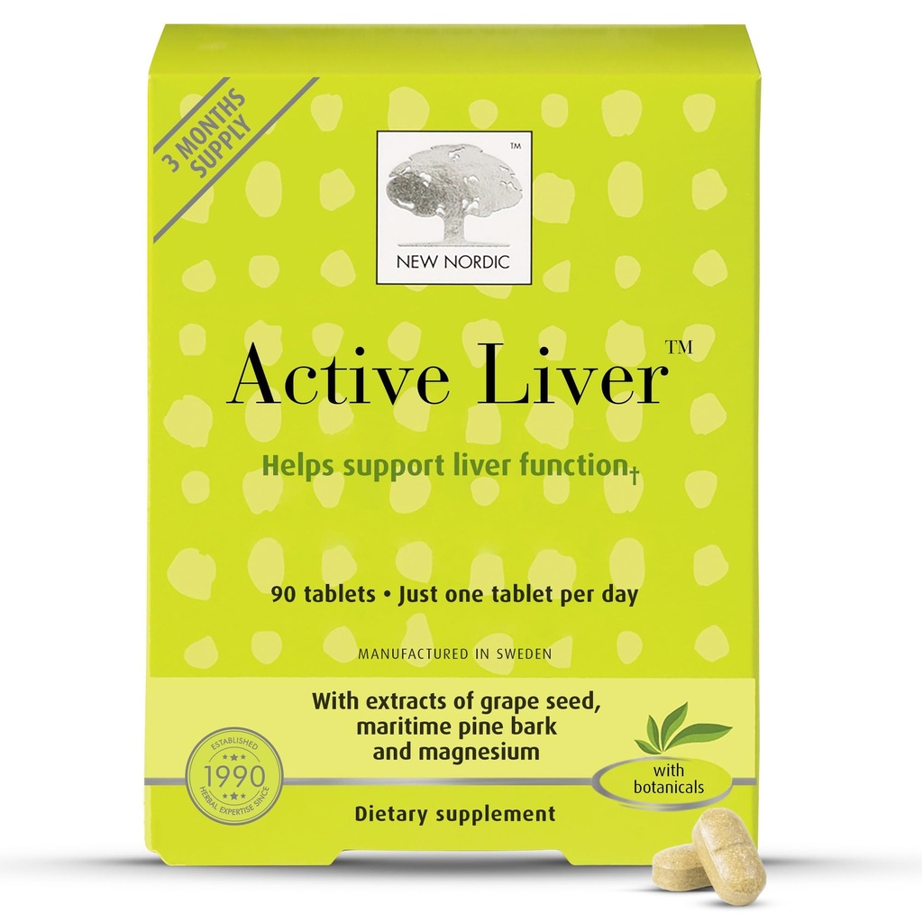 NEW NORDIC Active Liver 90-Day Supply, Daily Liver Supplement, Milk Thistle, Artichoke & Turmeric, 90 Tablets
