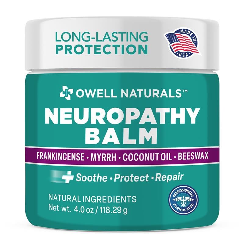 OWELL NATURALS Neuropathy Healing Balm, Fast Acting, with Frankincense, Myrrh, Coconut Oil & Beeswax, Natural Ingredients – Soothe, Protect & Repair, 4 oz (Pack of 1)