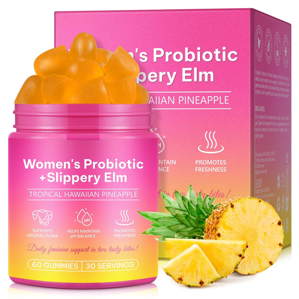 Vaginal Probiotics for Women Gummies,Digestive Health Support,PH Balance,Immune Support,Yeast Control,Odor Relief,Promotion of Womens Health,Natural Pineapple Flavor,Vegan,Gluten-Free,60 Count (1)