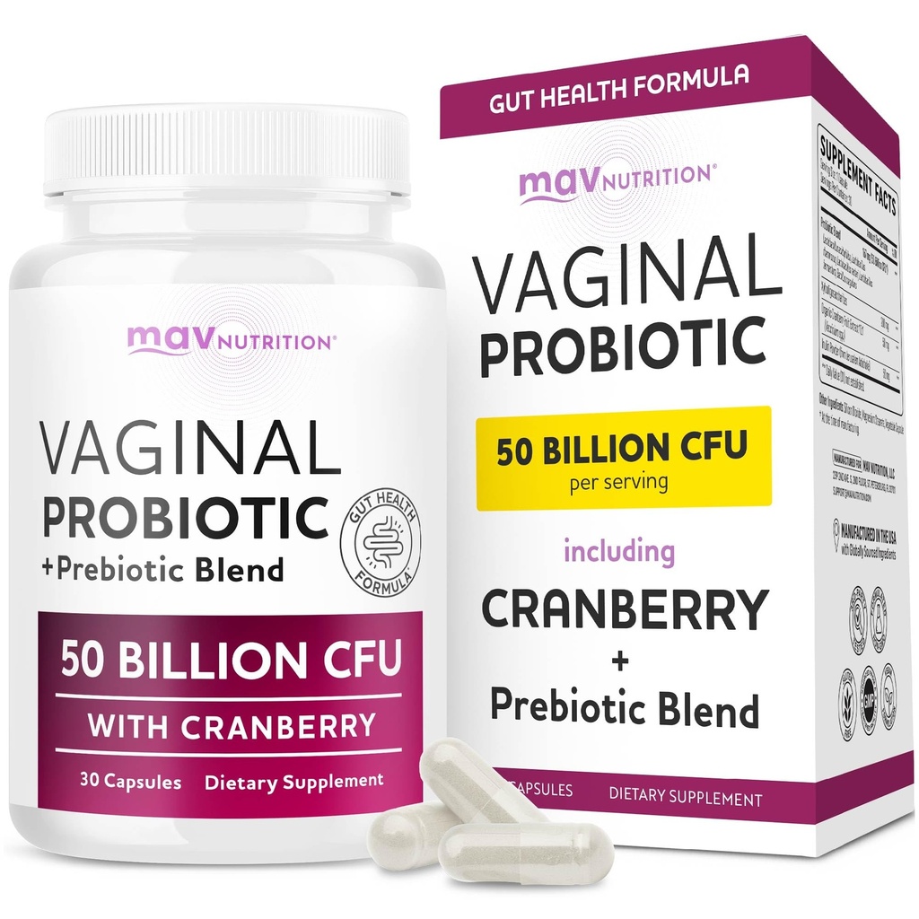 Vaginal Probiotics | 50 Billion CFU for Vaginal Health & pH Balance for Women | Healthy Odor & Yeast Balance | Womens Probiotics and Prebiotics with Cranberry Extract | Gluten-Free, Vegan | 30 Ct