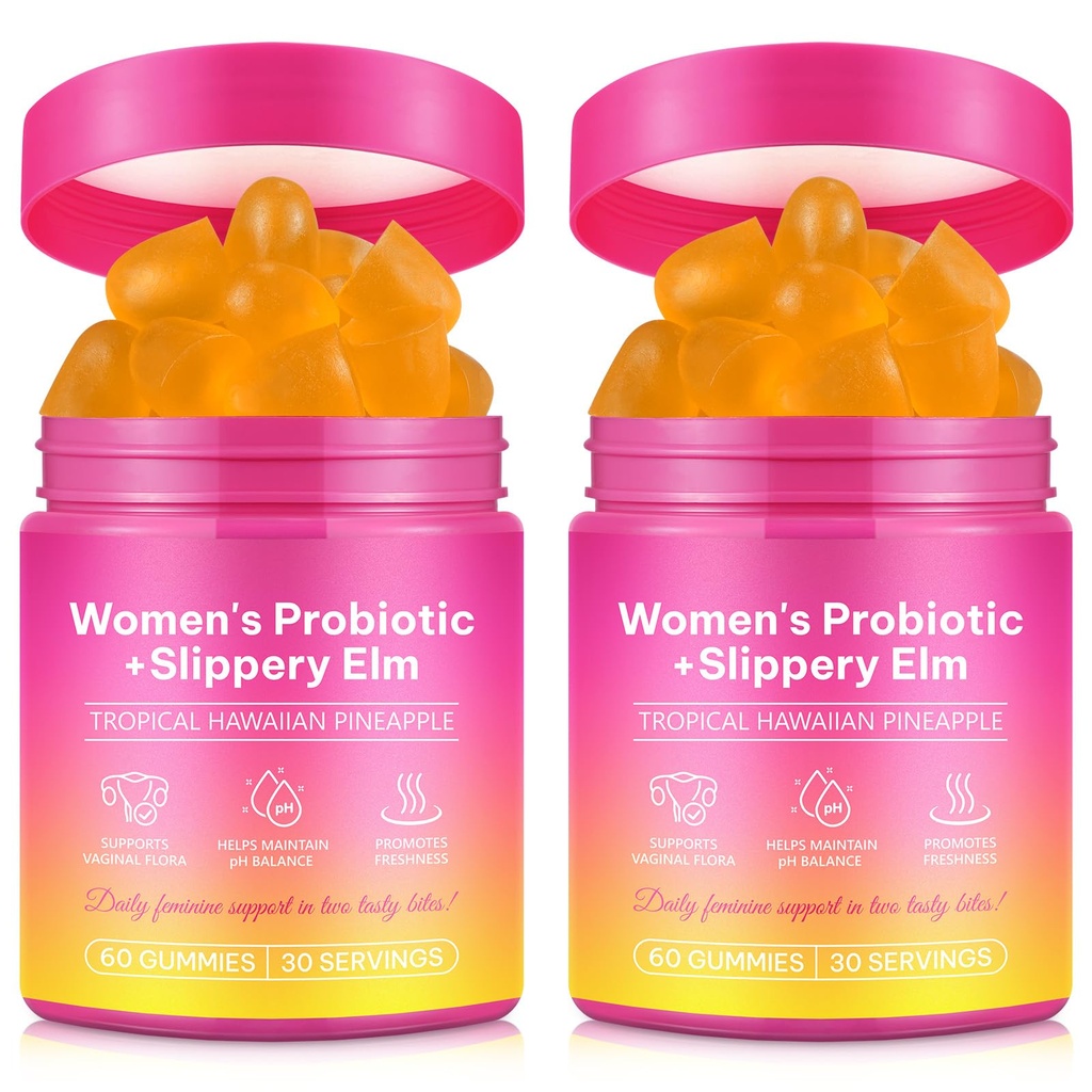 2 Pack Women's Probiotic Gummies for Vaginal Health - pH Balance & Immune Support Supplement, Pineapple Flavor, 120 Count | Feminine Care Vitamins for Women