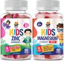 Magnesium Gummies for Kids &amp; Adults - 500mg &amp; Zinc Gummies for Kids &amp; Adults - Zinc Chewable Gummy for Immune Support - Powerful Natural Antioxidant Non-GMO Supplement for Children Men Woman Adults.