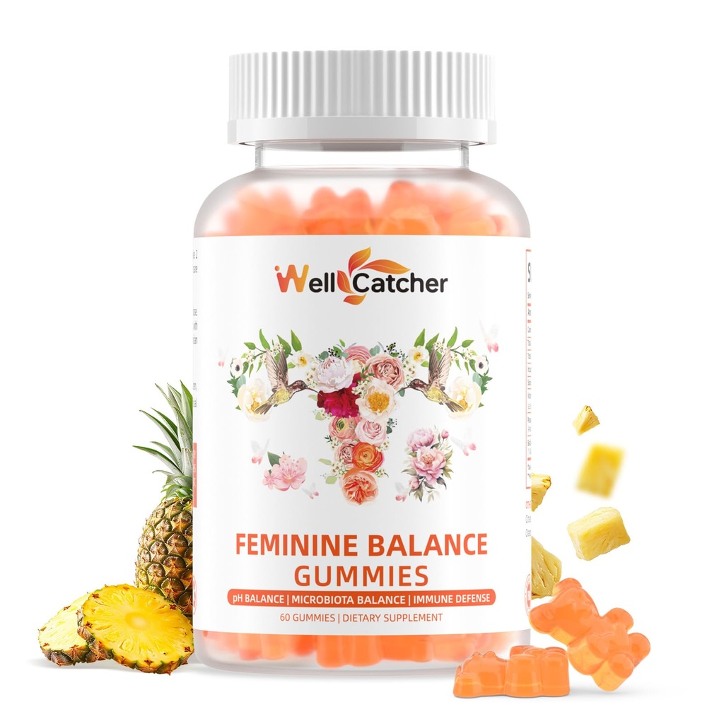 Premium Feminine Balance Gummies for Women - Hawaiian Pineapple Probiotic Gummies for pH Balance Vaginal Health & Immune Support Vegan, Gluten-Free Sugar-Free Pineapple Flavor 60 Count