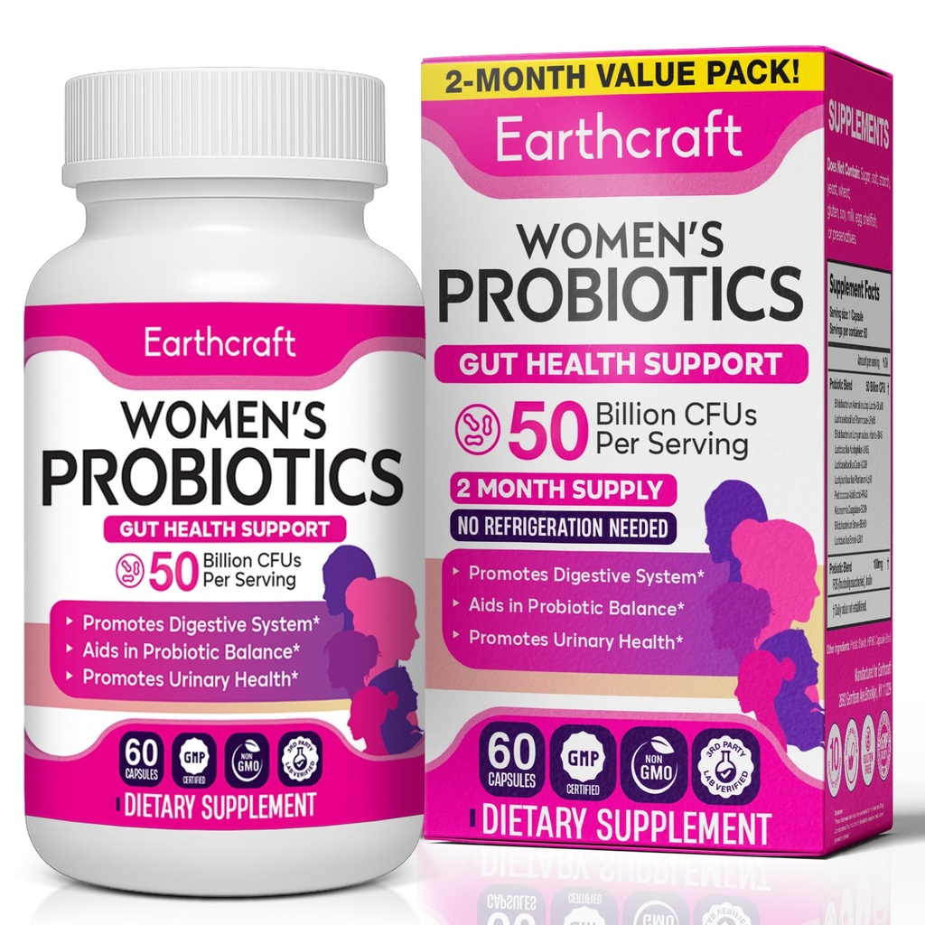 Probiotics for Women 50 Billion CFU – 10 Strains + Prebiotics for Vaginal Health, Digestive, Gut, PH Balance and Immune Health – Delayed Release Capsules, Non-GMO, Vegan, Support Nutrient Absorption