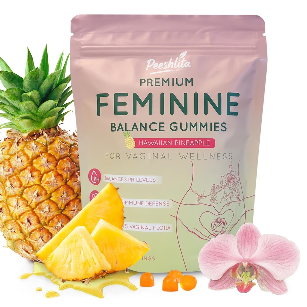 Women’s Probiotic Gummies – Vaginal & Gut Health Support with Prebiotics – 5 Billion CFU, Pineapple Flavor, 60 Count, Non-GMO & Gluten Free