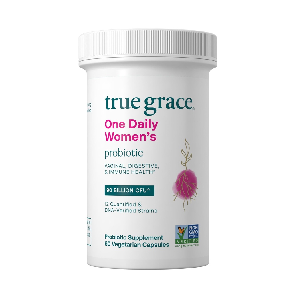 True Grace One Daily Women’s Probiotic - 60 Vegetarian Capsules - 90 Billion CFU - Digestive, Vaginal & Immune Health - Gluten & Soy Free - 60 Servings
