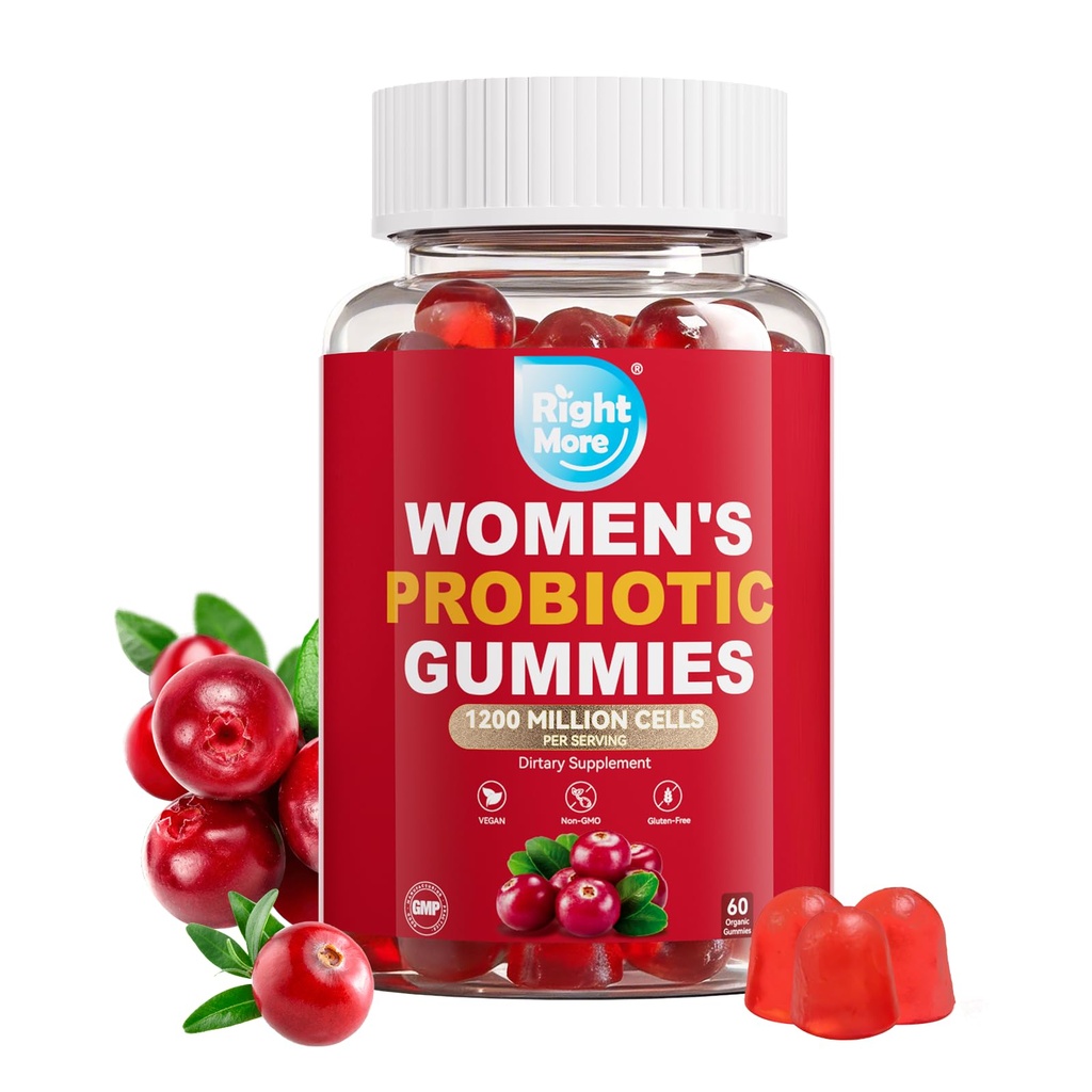 Probiotic for Women Gummies,Feminine Balance Gummies, -1200 Billion Compound, Digestive & Immune Support, Supports Vaginal Health Prebiotics, Natural Cranberry Flavor, Vegan, 60 Gummies