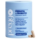 O Positiv PREGGO Prenatal + Probiotic Multivitamin Capsules – OBGYN-Formulated Advanced Prenatal with Folate, Choline, Omega-3s, Vitamins, Minerals & Probiotics – 30 Servings