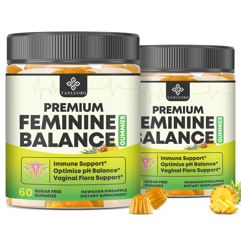 Feminine Balance Probiotic Gummies - Women's Vaginal Health Support | PH Balance & Odor, Flora, Immune Support | Probiotics for Women, Vegan Pineapple Flavor, 120 Count