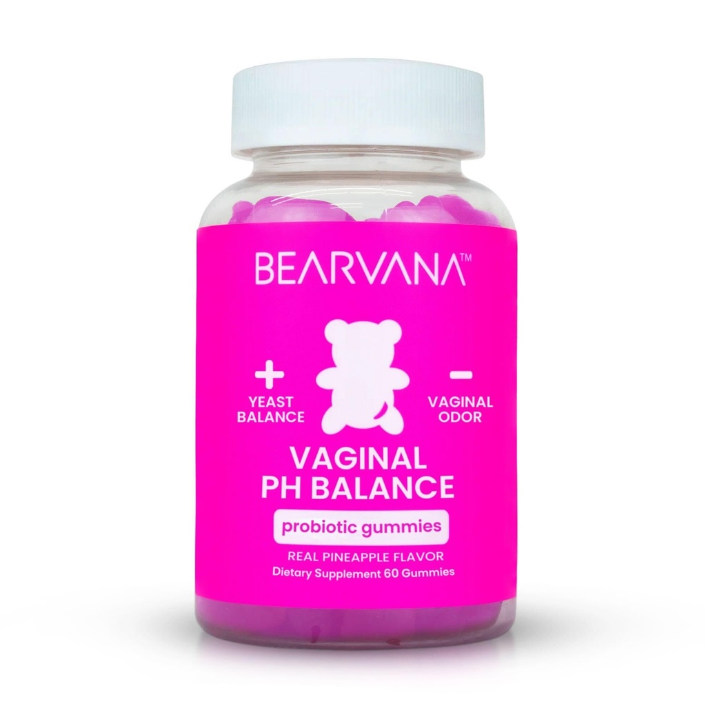 BEARVANA Vaginal pH Support & Probiotic Gummies for Women | Feminine Wellness & Intimate Care Supplement with Vitamin C | Pineapple Flavor | 60 Gummies