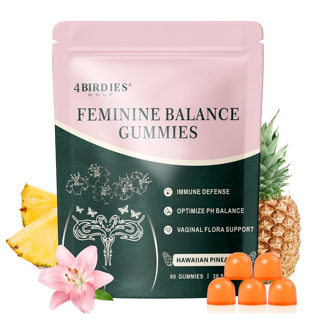Premium Feminine Balance Gummies for Women's Health, Hawaiian Pineapple Gummies for Women Vaginal Probiotic & pH Balance Support - Vegan - Healthy Odor - Gluten-Free - 60 Count