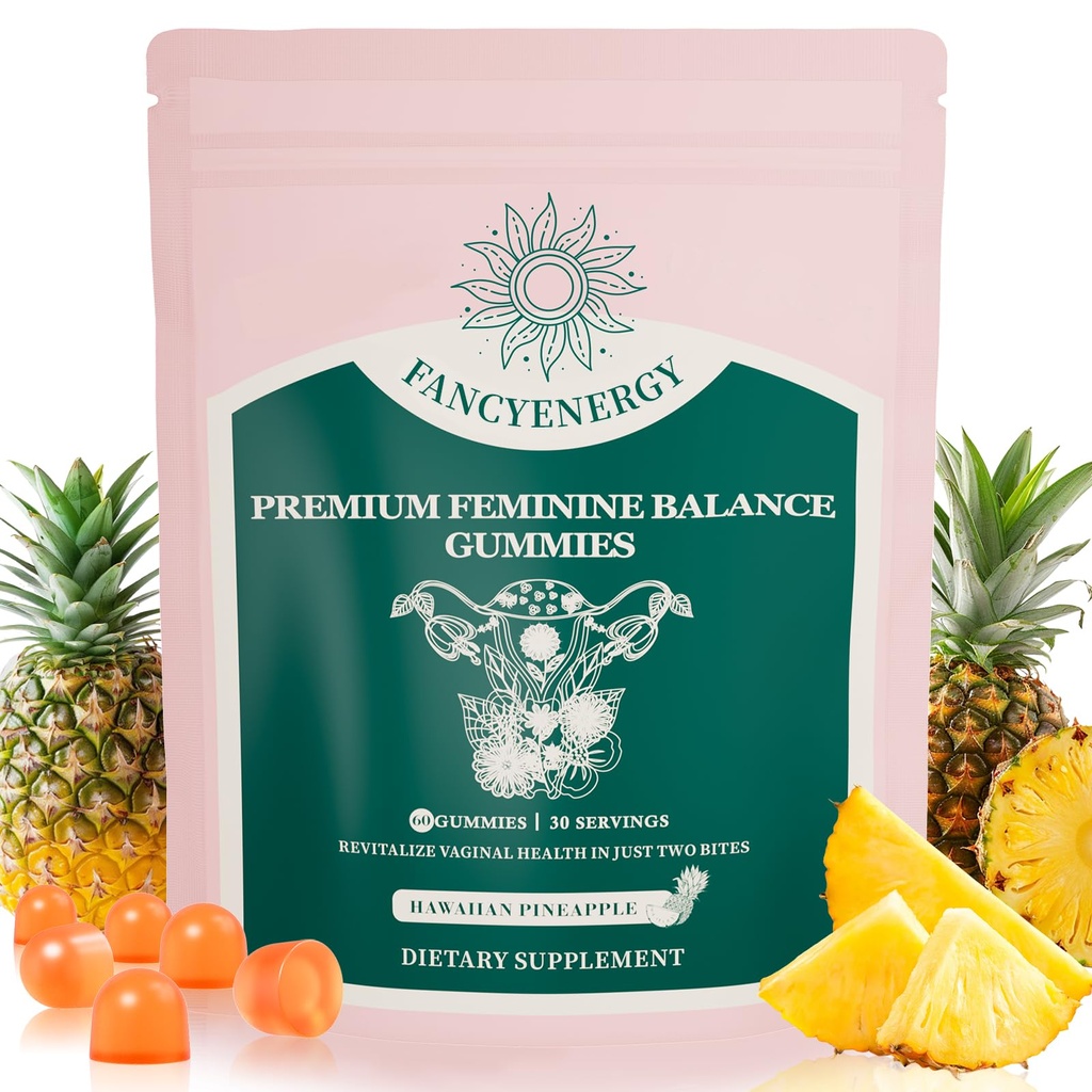 Premium Feminine Balance Gummies for Women, Vaginal Probiotics - pH Balance & Immune Defense Support for Feminine Health, Hawaiian Pineapple Flavor - 60 Count