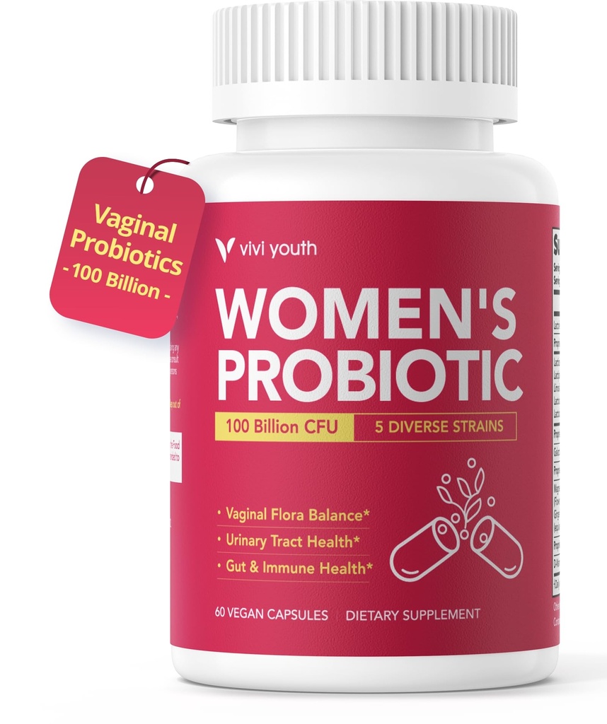 Vaginal Probiotics – pH Balance, Feminine Odor Control & Yeast Support, Probiotics for Women with Prebiotics & Lactobacillus Blend, 60 Capsules
