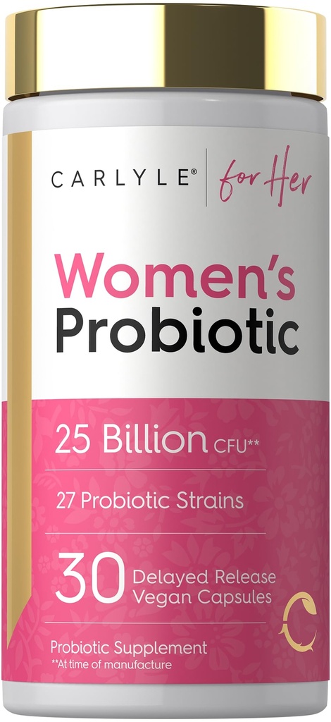 Carlyle Women's 25 Billion CFU Probiotic | Supported by 27 Strains | 30 Delayed Release Capsules | Vegan, Non-GMO and Gluten Free | for Her